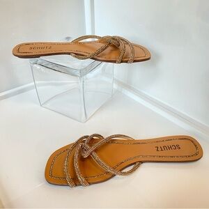 SCHUTZ | Honey | Crystal Embellished Slide/Sandals | Size 9.5B